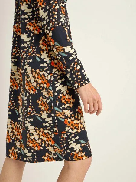 LANIUS LANIUS Kleid in Wickeloptik aus Bio-Baumwolle und Tencel, Print butterfly orange, – Produktbild 4 von 4