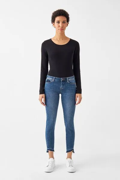 DAWN Damen Jeans MID SUN Slim Design Details DAWN Bio-Baumwolle, Medium blue, – Produktbild 2 von 5