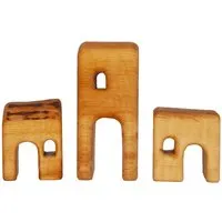 bikeho Holzbausteine natur Kleine Häuser, Erlenholz 3-teilig – Produktbild 1 von 1