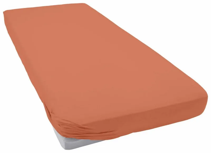 irisette irisette Spannbettlaken Jupiter 8, Mako-Jersey, Gummizug: rundum, (1 Stück), aus Baumwolle, für Matratzen bis 25 cm Höhe, Bettlaken, Spannbetttuch, Orange, – Produktbild 1 von 8