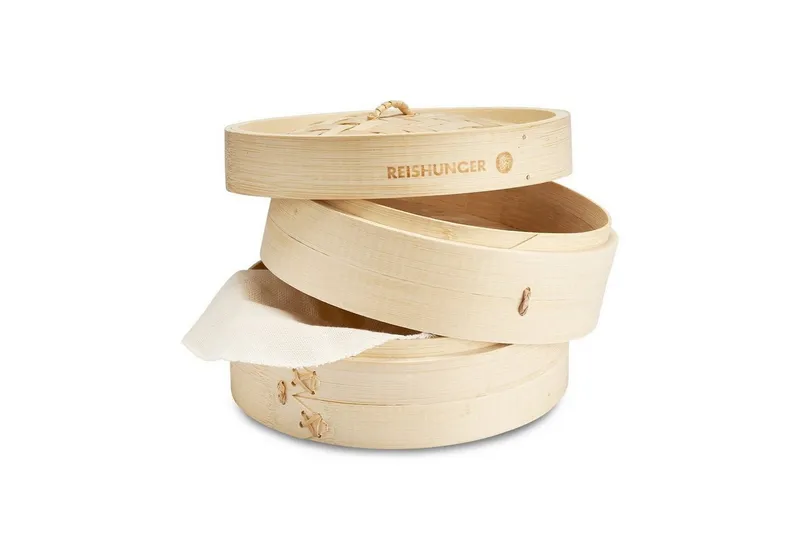 Reishunger Reishunger Schongarer Bambusdämpfer in 20 cm oder 25 cm, Inkl. 2 Baumwolltücher – Produktbild 1 von 5