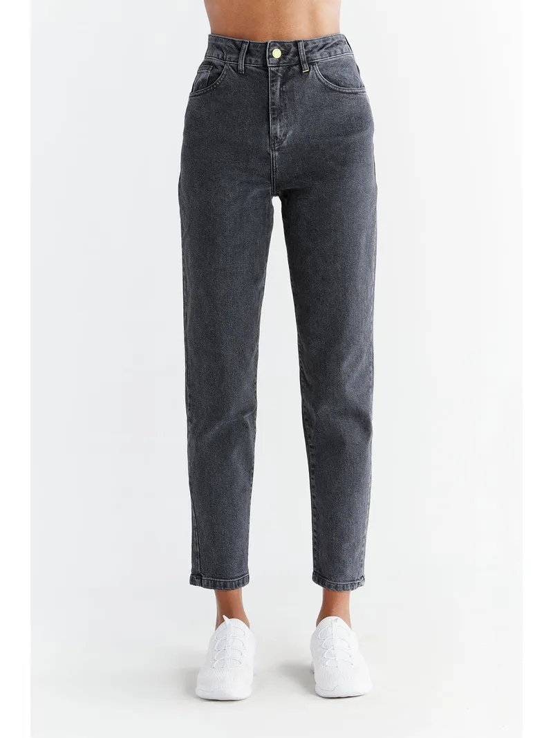Evermind Jeanshose Mom Fit, Carbon grey, – Produktbild 1 von 1