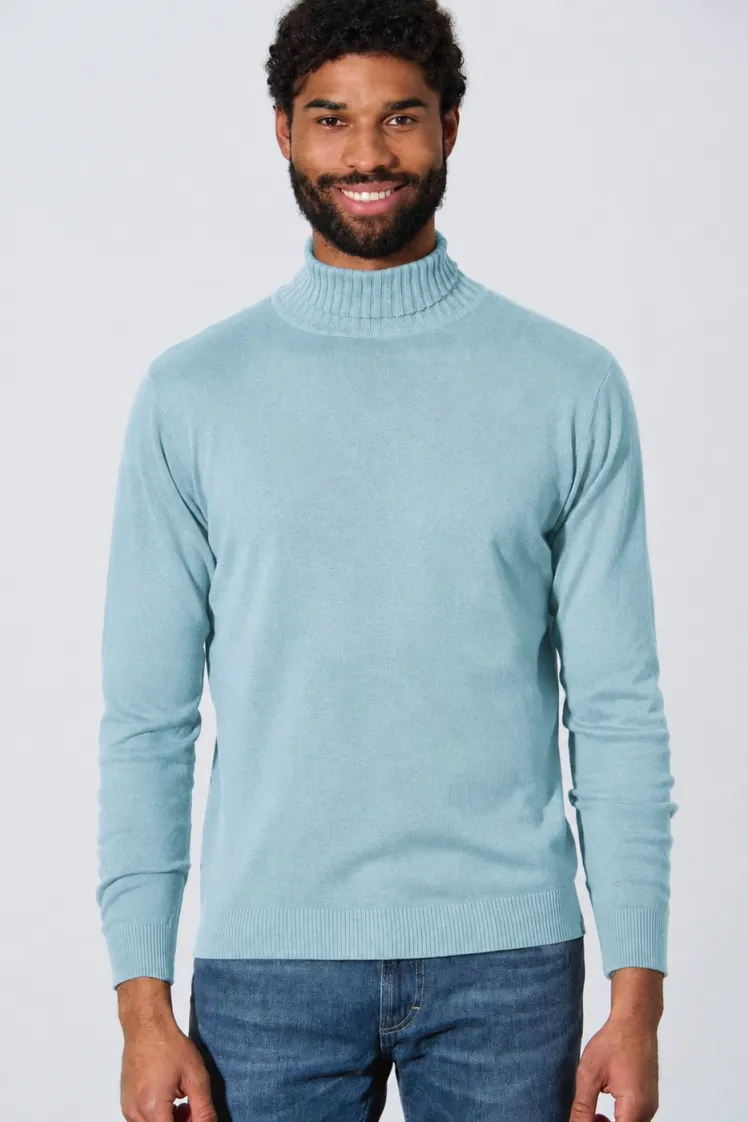 HempAge Hempage Herren vegan Pullover Feiner Rollkragen Wave Blau, Blau, – Produktbild 2 von 2