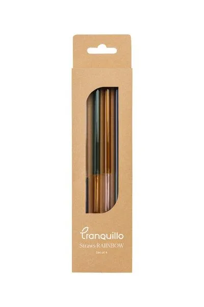 Tranquillo Tranquillo Strohhalme RAIINBOW 4er-Set – Borosilikatglas, Blau, – Produktbild 3 von 3