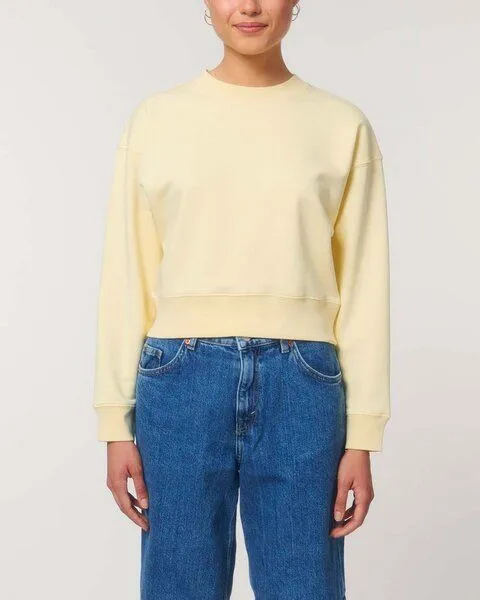 YTWOO YTWOO Kurz geschnittenes Damen Sweatshirt | Bio-Pullover | nachhaltig | fair produziert, Gelb, – Produktbild 2 von 4