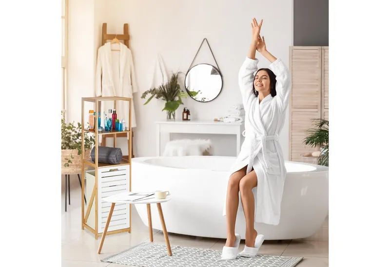 RELAXDAYS RELAXDAYS Badregal mit Wäschekorb, 1-tlg., Braun, – Produktbild 2 von 5