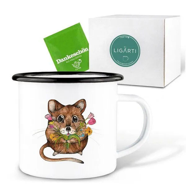 LIGARTI Emaille Tasse – Mausstrauß – LIGARTI Tiermanufaktur – Produktbild 3 von 4