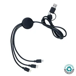 XD Collection 6-in-1 Kabel aus RCS recyceltem TPE und recyceltem Plastik, schwarz – Produktbild 1 von 1