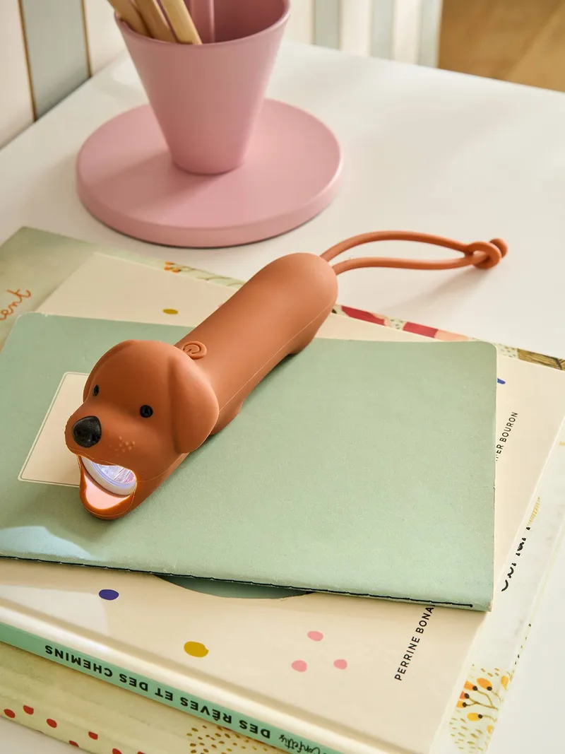 Vertbaudet Nachtlicht-Taschenlampe aus Silikon DACKEL Kinder, Karamell, – Produktbild 1 von 4