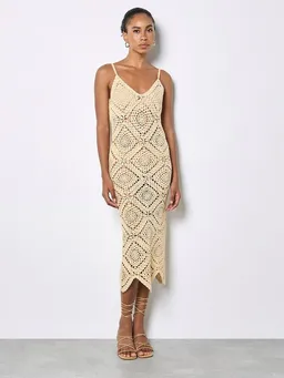 Apricot Apricot Spitzenkleid Handgestricktes Midi-Kleid mit Häkelverzierung – Produktbild 1 von 1