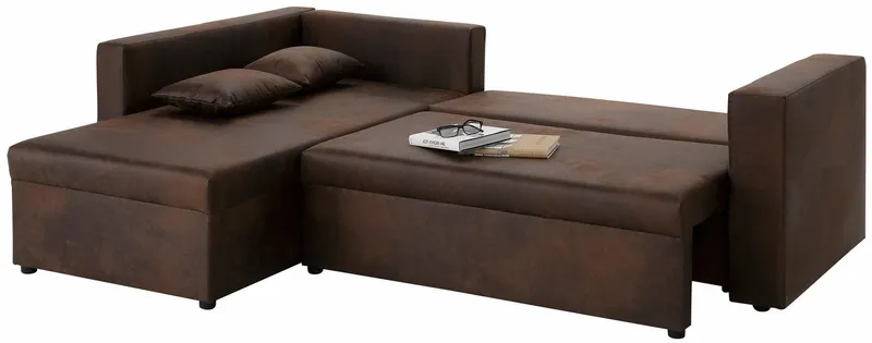 Home affaire Ecksofa Pur L-Form, wahlweise mit Bettfunktion, Braun, – Produktbild 5 von 5