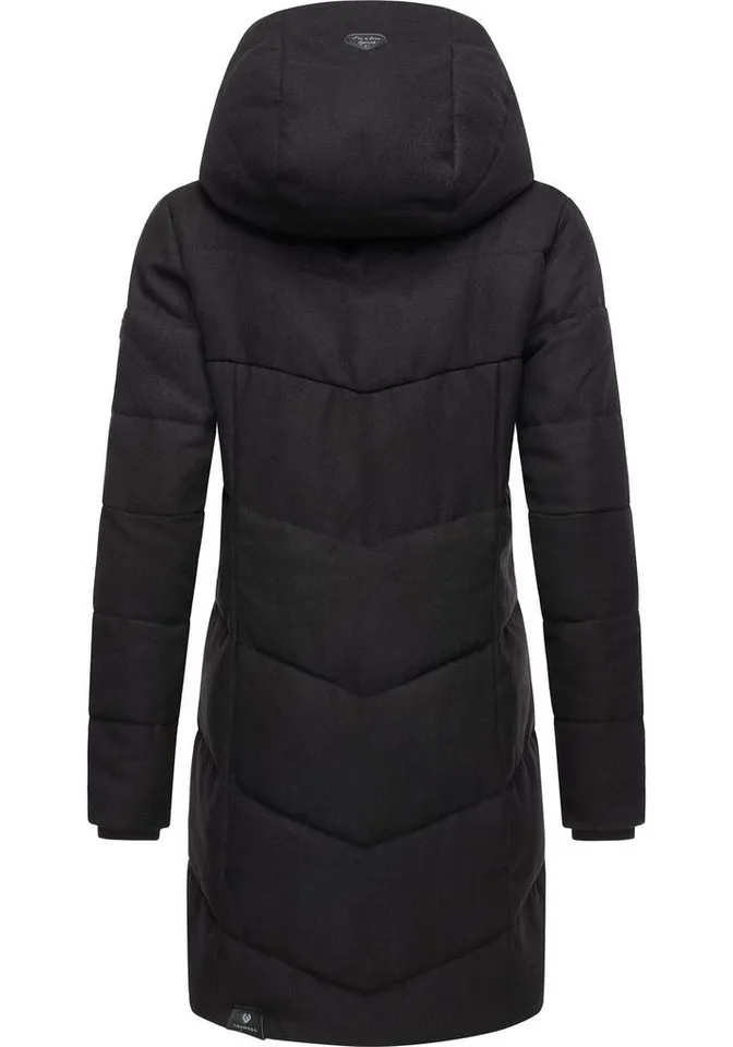ragwear ragwear Wintermantel Pavla Coat stylischer Damen Steppmantel in Woll-Optik, Schwarz, – Produktbild 4 von 4