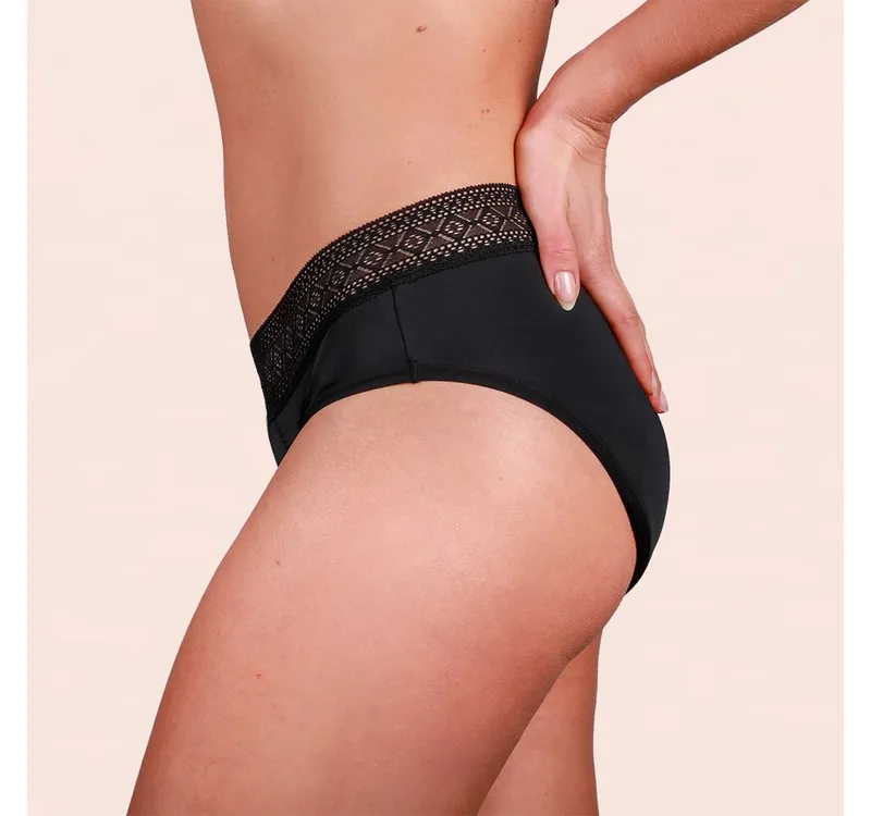 Taynie Taynie Periodenslip Paris ultra Periodenunterwäsche Nacht Low Waist sehr starke Tage Damen (Spar-Set, 3-St., 3er-Pack) Ultra saugstarker Low Waist Slip Schutzschicht bis zum hinteren Bund, Schwarz, – Produktbild 5 von 5