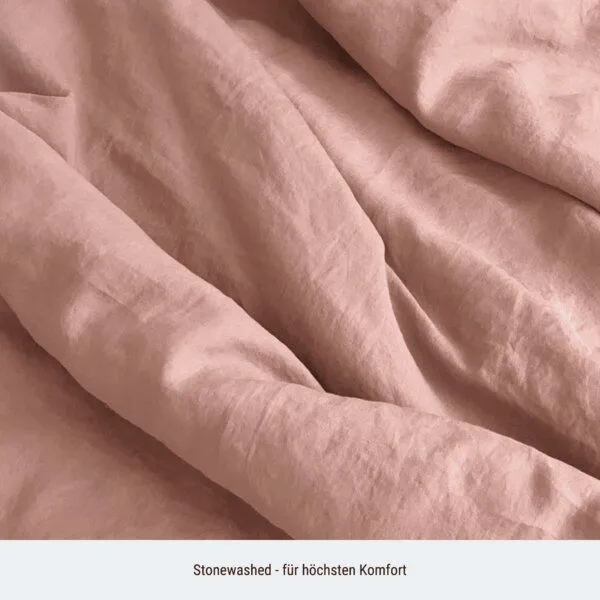 nordery nordery Bettwäsche-Set | 100% europäisches Leinen | Stonewashed, Puderrosa (rose), – Produktbild 3 von 4