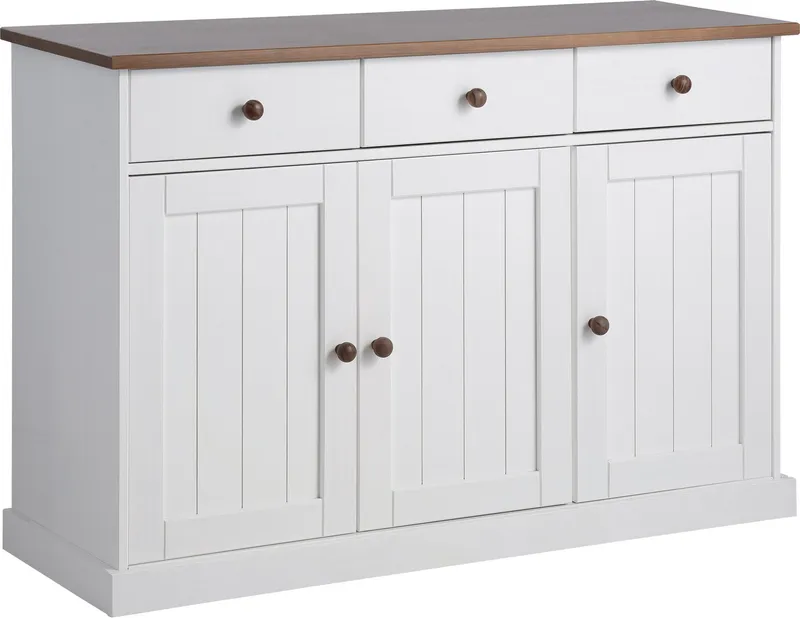 Inter Link Kommode Westerland Kiefer Massivholz, FSC, Sideboard, Anrichte im Landhausstil, BxTxH: 131 x 45 x 86 cm, Weiß, – Produktbild 1 von 5