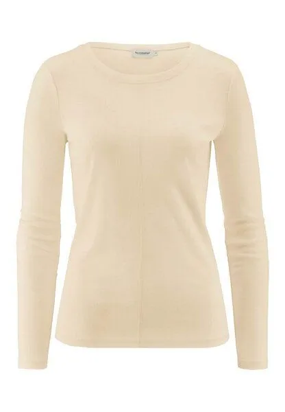 hessnatur hessnatur Longsleeve Slim aus Bio-Schurwolle und TENCEL Lyocell, Vanille, – Produktbild 3 von 4