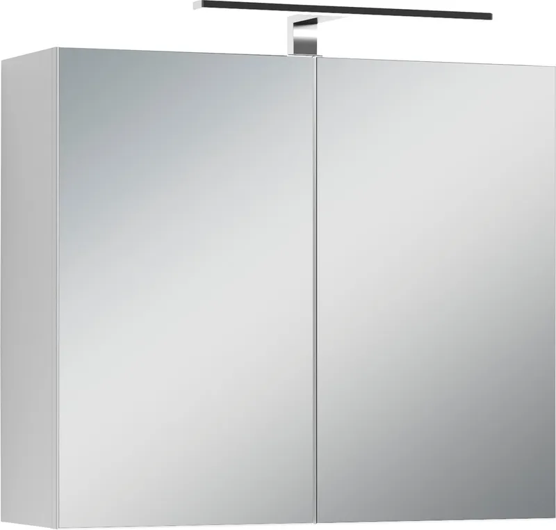 byLIVING Spiegelschrank Serie Spree, in vielen Breiten erhältlich Soft-Close, LED Beleuchtung mit Schalter- und Steckdosenbox, Weiß, – Produktbild 7 von 8