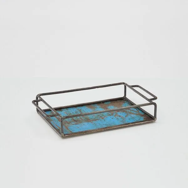 Moogoo Creative Africa Moogoo Creative Africa Upcycling Tablett aus recycelten Ölfässern, Türkis, – Produktbild 1 von 6