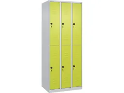 C+P C+P Doppelstock-Spind Classic PLUS, 6 Fächer, 1850x750x500mm, Lichtgrau/Clowngrün – Produktbild 1 von 1