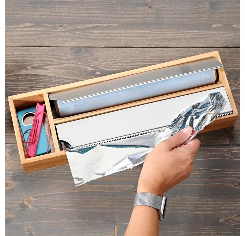 Kesper Kesper Folienspender mit 3 Fächern, 2 davon mit Abrisskanten, (1-St), für Alufolie und Frischhaltefolie, Beige, – Produktbild 3 von 5