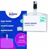 Avery Zweckform Avery Zweckform 25 Namensschilder mit Clip, 90 x 60 mm – Produktbild 3 von 3