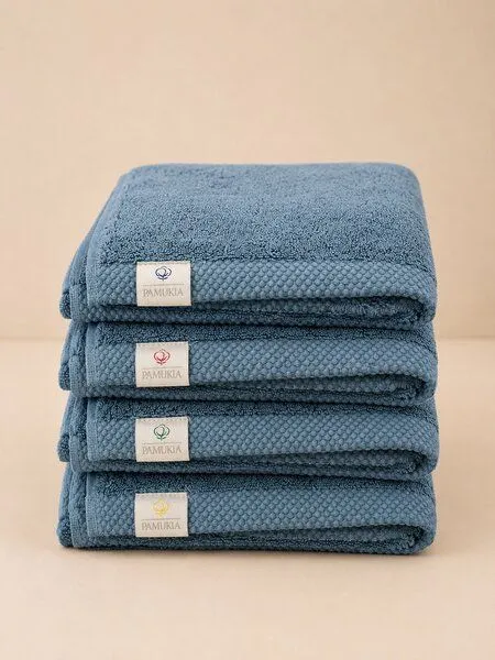 Pamukia Familien-Badset in Blau für 4 Personen aus 100 % Bio-Baumwolle | Kollektion Essence | Pamukia, Blau, – Produktbild 1 von 3