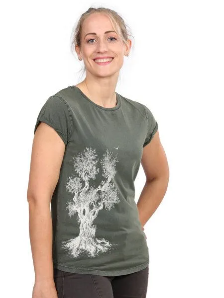 Life-Tree Life-Tree Organic Fairwear Shirt Women Olive Tree, Grün, – Produktbild 1 von 4