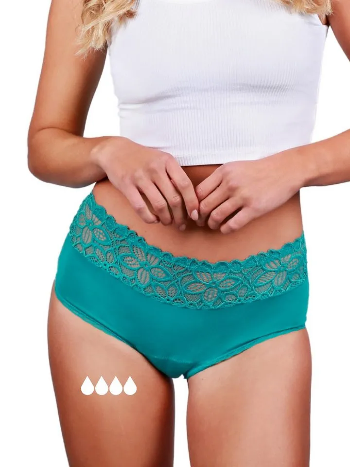 Taynie Taynie Periodenslip Deluxe - Periodenunterwäsche mittelstarke Blutung - Damen (1-St., 1er-Pack) Auslaufsichere Periodenunterwäsche / Periodenslip aus Bio Baumwolle, Blau, – Produktbild 2 von 5