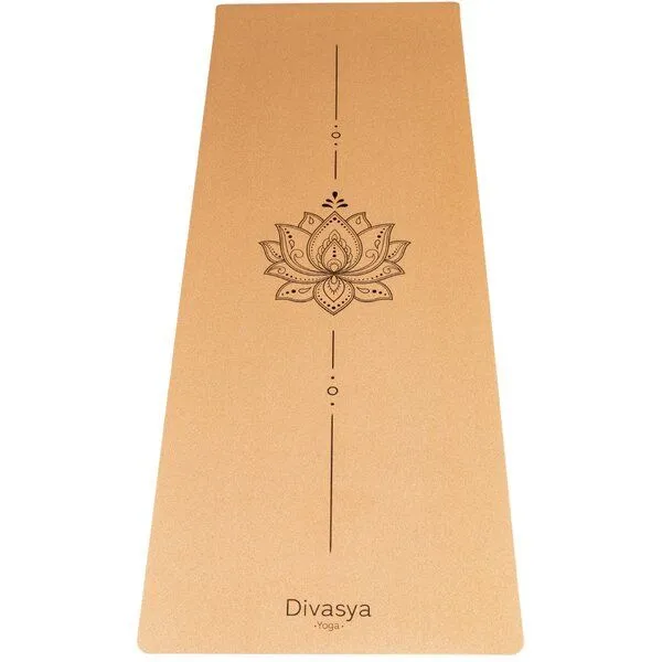 Divasya Divasya Yogamatte aus Kork & Naturkautschuk | mit Gurt & Hülle | 6 Designs, Lotus, – Produktbild 1 von 4