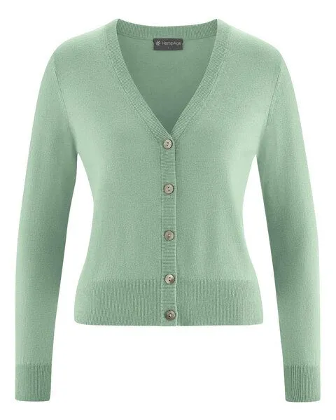 HempAge Hempage Damen Strickjacke kurz Hanf/Bio-Baumwolle, Menta, – Produktbild 1 von 4