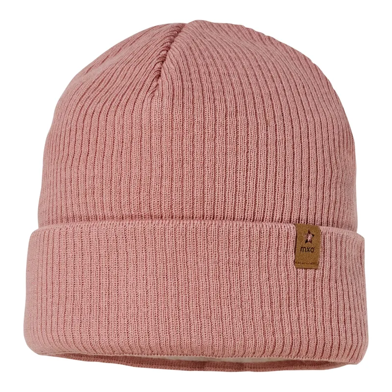 Maximo Baby und Kinder Beanie mit Umschlag Bio-Baumwolle Strick ash rose Gr. 55, Rosa, – Produktbild 1 von 2