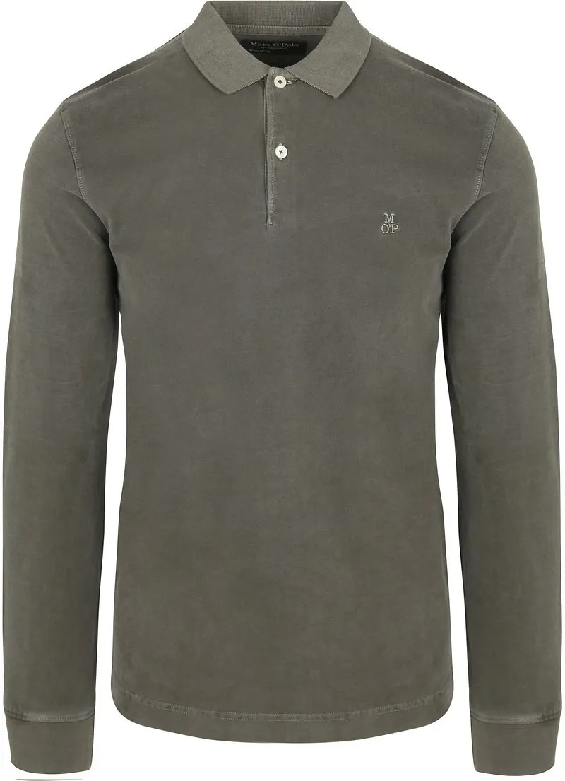 Marc O'Polo Marc O'Polo Longsleeve Poloshirt Olivgrün - Größe XXL, Dunkelgrün, – Produktbild 2 von 3