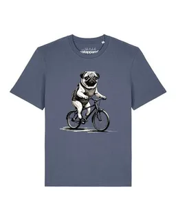 watapparel watapparel T-Shirt Unisex Mops auf Fahrrad – Produktbild 1 von 1