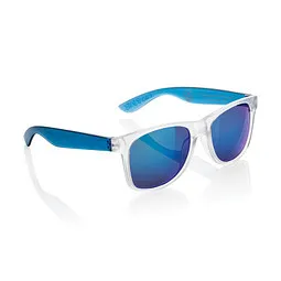 XD Collection XD Collection Gleam Sonnenbrille aus RCS rec. PC mit verspiegelten Gläsern, Weiß / blau, – Produktbild 1 von 1