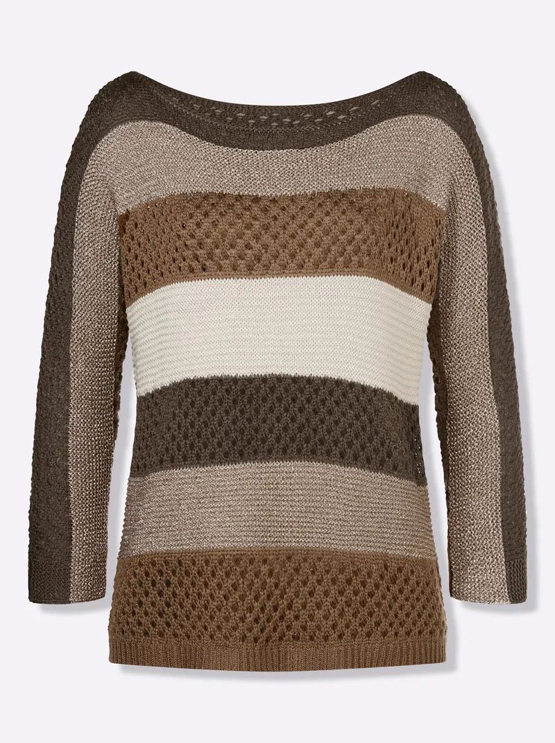 heine Ajourpullover braun-sand-gemustert, Braun-sand-gemustert, – Produktbild 1 von 2