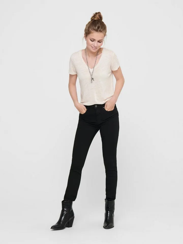 Only Only Skinny-fit-Jeans Skinny Fit Jeans High Waist Stretch für Damen TENCEL™ Modal nachhaltig unifarben elastisch Reißverschluss, Schwarz, – Produktbild 3 von 5