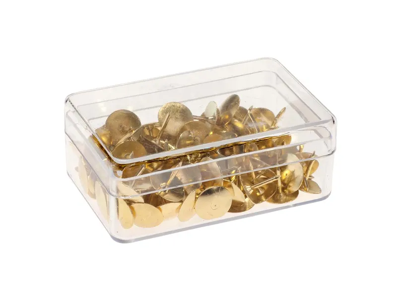 Reißzwecken vermessingt gold, 9 mm Kopfdurchmesser, 100 Stk. – Produktbild 1 von 1