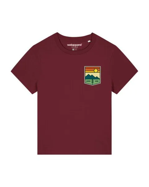 watapparel watapparel T-Shirt Frauen Good Vibe, Burgundy, – Produktbild 1 von 3