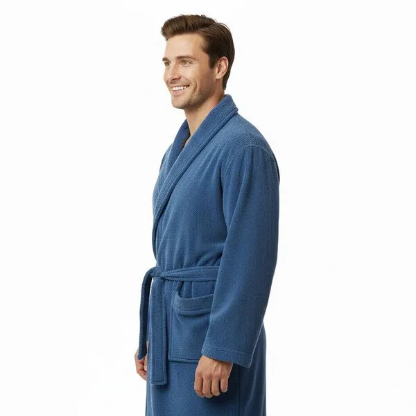 Dosanteks Dosanteks Herren Bademantel aus Bio-Baumwolle – weich, hautfreundlich & haltbar, Blau, – Produktbild 1 von 2