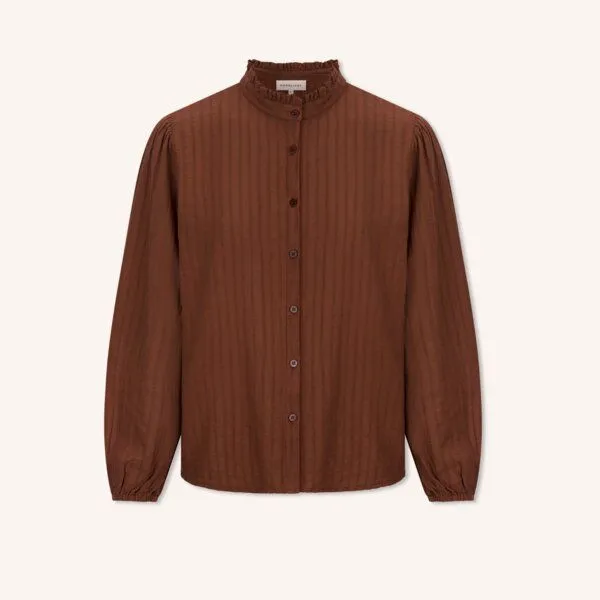 NORDLICHT NORDLICHT Rüschen Musselin Bluse Hilja aus 100% Bio-Baumwolle, Braun, – Produktbild 2 von 4