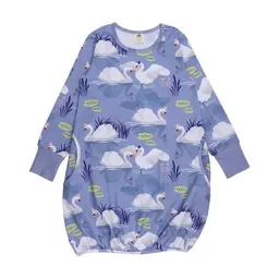 Walkiddy Mädchen Langarmkleid GOTS zertifiziert – 95% Bio-Baumwolle, Lila mit Wolkenmotiv, weich & bequem | Walkiddy – Produktbild 1 von 1