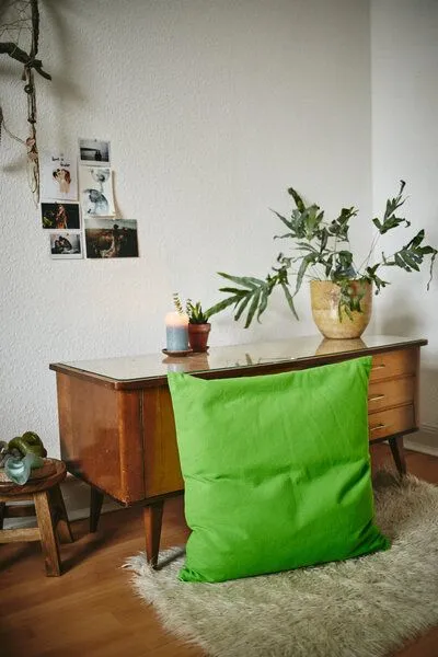 HängemattenGlück HängemattenGlück Sofakissen / Kopfkissen aus reiner Bio Baumwolle (Bezug und Füllung) 60x60cm Grüntöne, Dunkelgrün (grün), – Produktbild 2 von 4