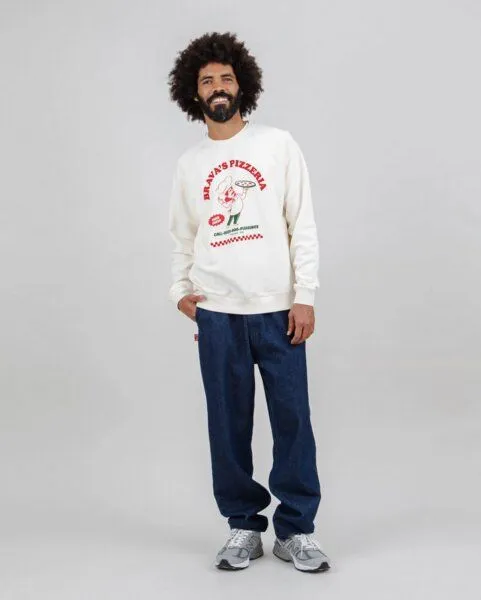 Brava Fabrics Brava Fabrics Hot & Brava Pizza Sweatshirt Weiß – Produktbild 1 von 4
