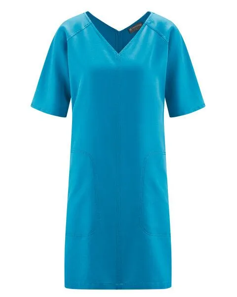 HempAge HempAge Kurzarm-Kleid 100% Lyocell (auf Hanf-Basis) Casual Fit, Azure (blau), – Produktbild 3 von 4