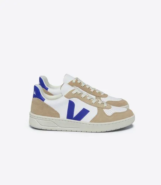 Veja Veja Sneaker Damen - V-10 Leather, White paros sahara (blau), – Produktbild 1 von 3