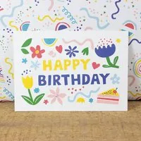 Bow & Hummingbird Bow & Hummingbird Postkarte Happy Birthday (Flowers) – Produktbild 1 von 1