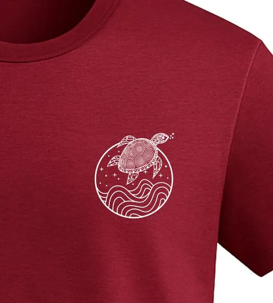 vis wear vis wear Schildkröte zwischen Ozean und Wellen - Organic Shirt, Rot, – Produktbild 2 von 4