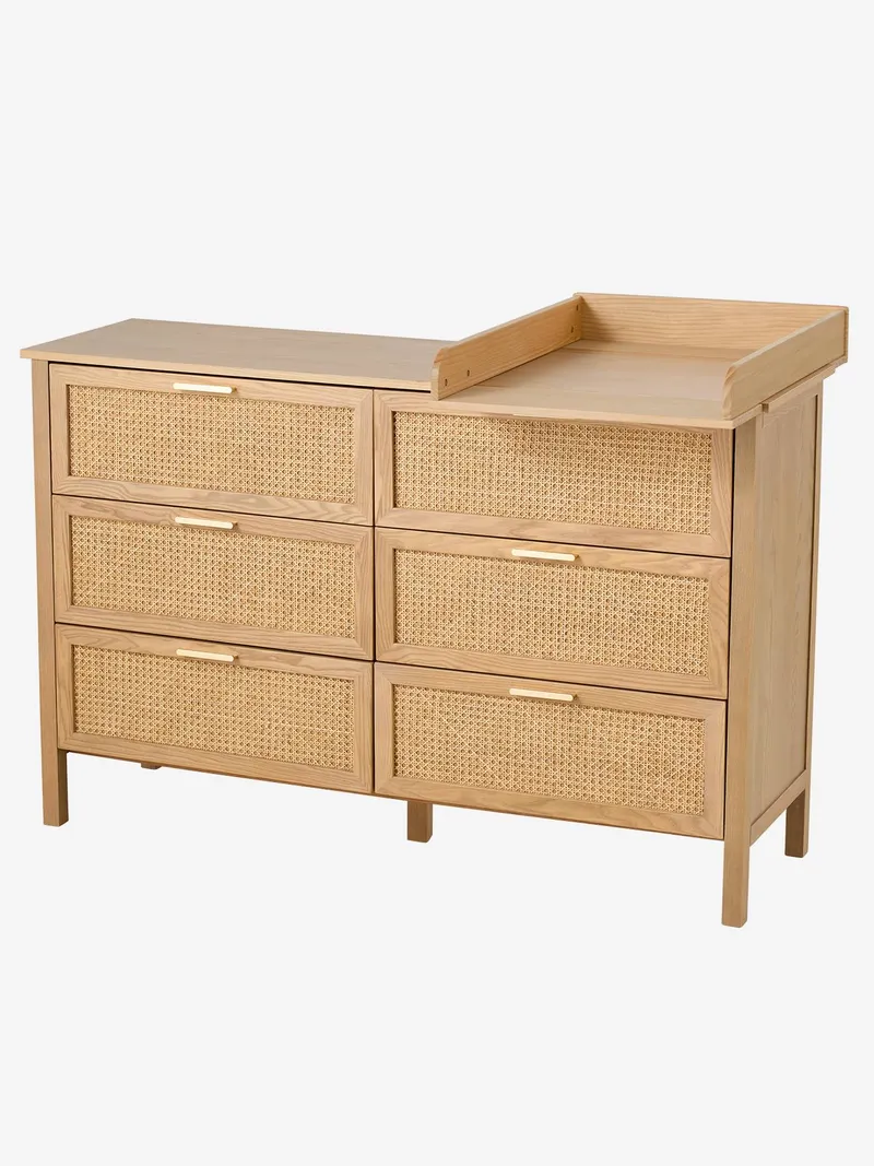 Vertbaudet Rattan-Kommode ELLA Tiefe 42cm Kinderzimmer, Braun, – Produktbild 4 von 4