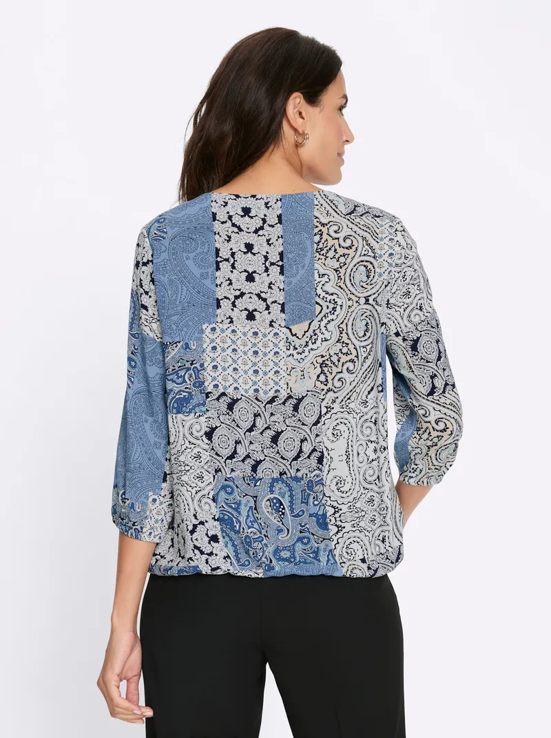 Witt Druckbluse ecru-bleu-bedruckt, Ecru-bleu-bedruckt, – Produktbild 2 von 2