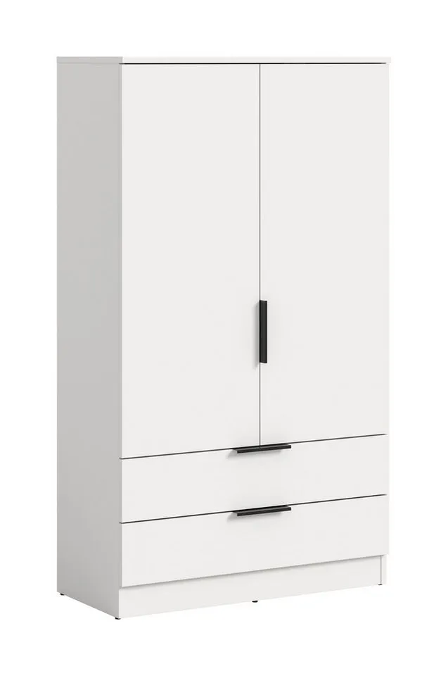 furnling Wäscheschrank Kovena 1 Kleiderstange, 2 Türen, 2 Schubladen, Breite 80 cm, Weiß, – Produktbild 2 von 5